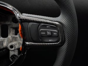 Jeep Gladiator Custom Steering Wheel - Carbon Fiber - Round Top/ Flat Bottom - Perf Leather/ Black Stitch